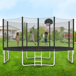 Trampoline 14FT 16FT Trampoline for Kids and Adults with Basketball Hoop, Enclos - Picture 1 of 12