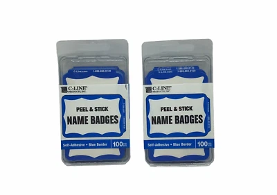 C-Line Peel & Stick Name Badges 200 Count Blue Border Labels Sticker Adhesive ID - Image 1 of 3