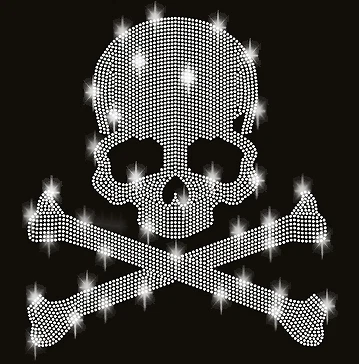 XL Strasssteine Totenkopf Skull Pirat Schädel Bügelbild Hotfix Applikation Beine - Bild 1 von 4