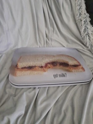 1999  Got Milk? PB&J Tv Tray by At Home International  VTG TV Tray/ Serving Tray - Image 1 of 4