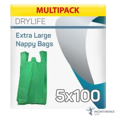 Drylife Scented Extra Large Adult Nappy Disposal Bags Tie Handle - Pack of 500