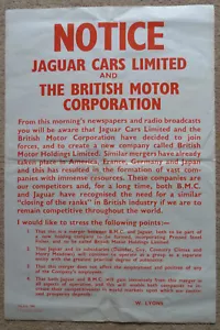 Poster Jaguar originale ufficiale solo fabbrica 1966 fusione BMC - articolo storico - Foto 1 di 3