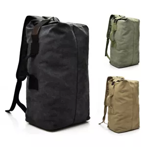 Men's Canvas Backpack Rucksack Hiking Travel Duffle Bag Military Handbag Satchel - Picture 1 of 21