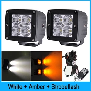 Set 3" 24W LED Work Light Cube Pods Offroad Spot White&Amber&Strobeflash Remote - Bild 1 von 11
