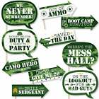 Funny Camo Hero - Army Military Camouflage Party Photo Booth Props Kit - 10 Pc