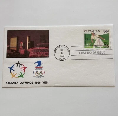 1996 Atlanta Olympics First Day Issue Olympians Hazel Wightman Stamp Envelope - Image 1 of 4