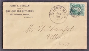 US #68 WASHINGTON COVER DETROIT MICHIGAN TO VITTORIA CANADA 1866 - Picture 1 of 6
