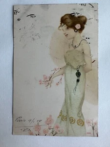 CPA postcard Illustrateur Raphaël Kirchner art nouveau mode woman flowers 7 - Imagen 1 de 15