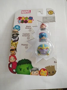 MARVEL TSUM TSUM SERIES 1 THANOS, BLACK WIDOW, CAPTAIN AMERICA FIGURES 3 PACK  - Picture 1 of 4