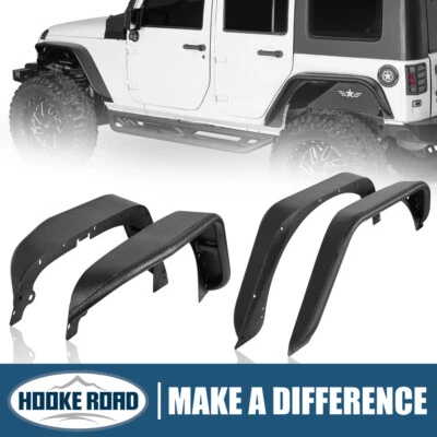 Guardabarros delantero trasero Hooke Road 4 piezas plano de acero para Jeep Wrangler JK 07-18 Foto 1 de 4