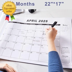 Desk Calendar 2025 Large 22X17,Desktop Calendar with Plastic Cover,18 Month,Note - Picture 1 of 6