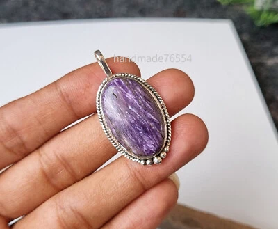 Colgante de regalo hecho a mano de plata de ley 925 con piedras preciosas moradas ovaladas Charoite PG1056 Foto 1 de 3
