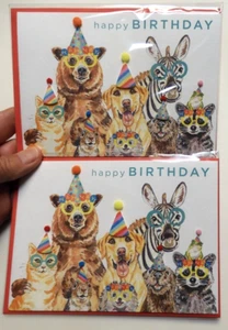 2 Papyrus Cards High Quality by Deidre Wicks HAPPY BIRTHDAY Party Animals 4 U - Picture 1 of 4