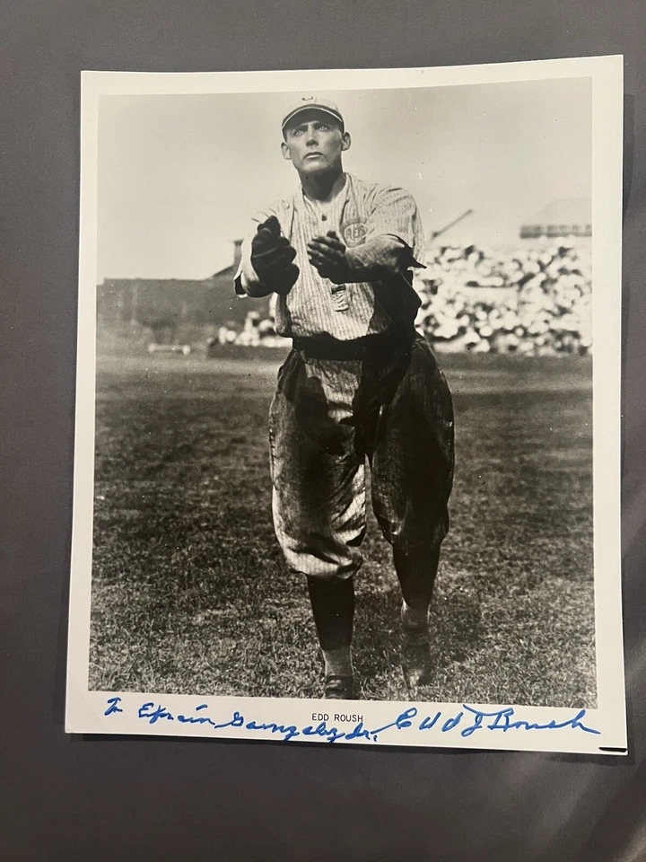 Edd Roush Signed 8x10 Photo JSA LOA Cincinnati Reds Hall of Fame - Image 1 of 2