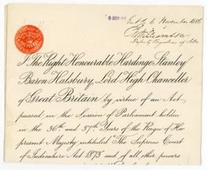 (I.B) QV Revenue : Royal Courts of Justice £5 (Solicitor's Licence) - Picture 1 of 1