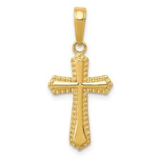 14K Yellow Gold Polished Solid Passion Cross Religious Christianity Pendant
