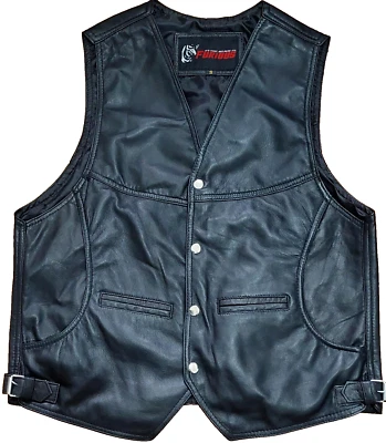 Mens Leather Vest Biker Fashion Soft Leather Riding Motorcycle Touring Waistcoat - Image 1 of 2
