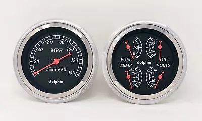 1947 1948 1949 1950 1951 1952 1953 Chevy Truck 5" Gauge Dash Panel Set Black - Image 1 of 4