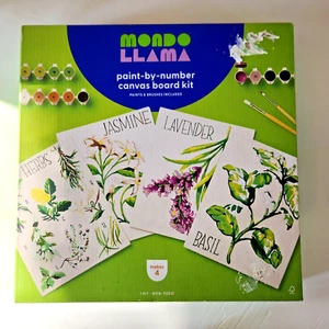 Mondo Llama Paint By Number Canvas Board Kit Herbs Flowers Hobby Art Painting - Picture 1 of 3