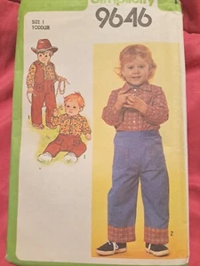 Camisa de vaquero occidental vintage 1980 Simplicity 9646 niño pequeño talla 1 nuevo en paquete sin cortar - Imagen 1 de 2