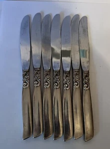 1955 SOUTH SEAS Community 7 Dinner Knives Oneida Silver Plate 8 1/2" - Picture 1 of 3