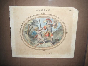 antique print veen 1608 cupid colored amorum emblemata - Picture 1 of 6