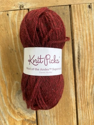 Knit Picks Wool of the Andes Superwash Yarn Garnet Heather One Skein Red - Image 1 of 4