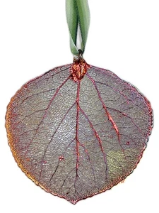 Aspen echtes Blatt Ornament konserviert irisierend Kupfer USA 3x3 - Bild 1 von 6
