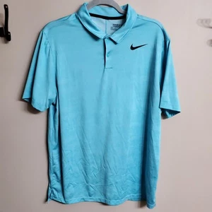 Nike Golf Dri Fit Polo Vapor Camo Mens Size L Light Blue Jacquard Lightweight - Picture 1 of 3