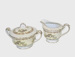 Noritake M China Porcelain Floral Scrolls Creamer & Sugar Bowl W/Lid VTG 1933 - Picture 1 of 7