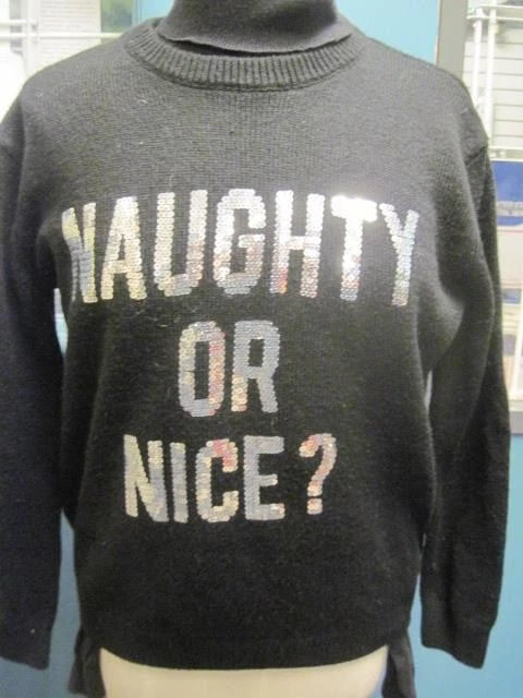 L@@K *+* SUÉTER NAVIDAD BRILLANTE Brillo Travieso o Bonito?  *+* Talla S Foto 1 de 1