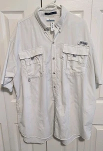 Columbia PFG Bahama White SS Shirt Men's 2XT UPF 50 Omni Shield Vented Fishing - Picture 1 of 10
