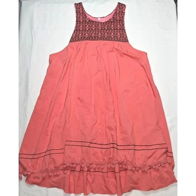 Coral Dress Sleeveless Pom Pom Trimmed Casual Summer Beach Size L - Image 1 of 4