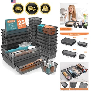 Plastic Drawer Organizer Set 25pcs Multi-Size Storage Bins for Makeup Jewelry... - Picture 1 of 9