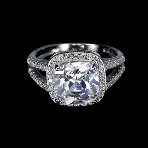 925 Sterling Silver Ring Cushion Simulated Cz 9mm Gemstone Jewelry Size 8 - Picture 1 of 13