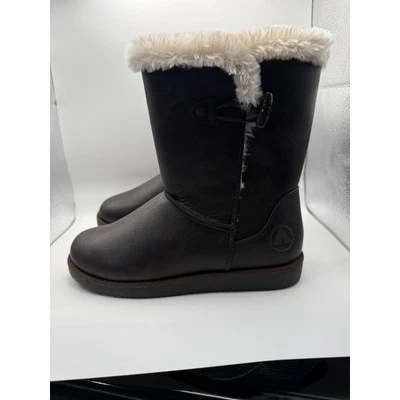 NUEVO CON ETIQUETAS Airwalk Botas de Invierno de Cuero Sintético Borde de Piel Sintética Marrón Detalle de Hebilla Talla 7.5 Foto 1 de 4