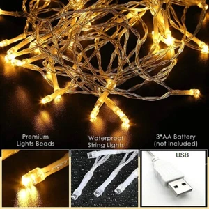 33ft USB LED Micro Rice Wire Copper String Fairy Lights Party Wedding Decor Gift - Picture 1 of 11