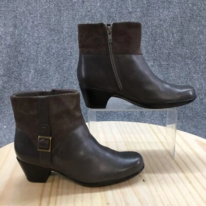 Clarks Boots Womens 6.5 M Ingalls Dover Q Ankle Booties Heels 62426 Gray Leather - Picture 1 of 18