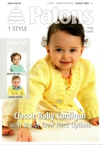 Patons Babys klassische Strickjacke Strickmuster in DK - 0/18 Monate - 3859 - Bild 1 von 3