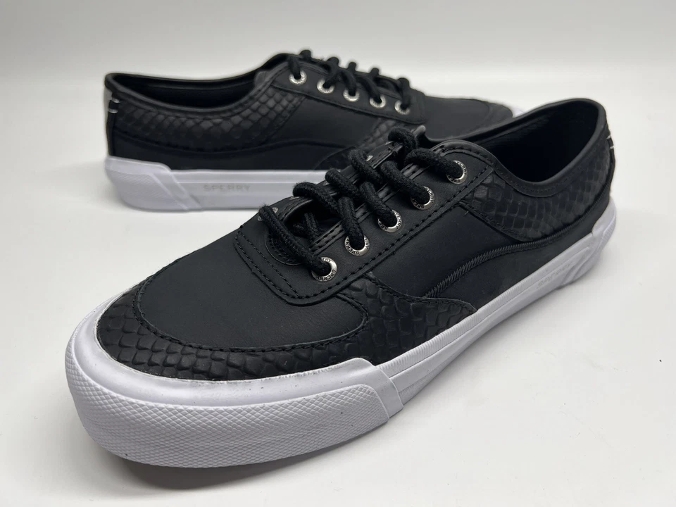 Zapatillas informales Sperry para mujer 8,5 de cuero negro con cordones STS86635 Foto 1 de 4