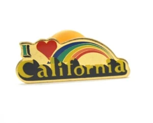 Love California Regenbogen Pin goldfarben Acryl Beschichtung Revers Tasche Mütze Ausrüstung Herz - Bild 1 von 2