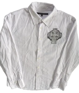 Camisa de manga larga negra de carbono para hombre a rayas grandes lisa blanca pluma cruzada grande - Imagen 1 de 15