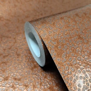 Embossed Coper metallic faux metal sheet plaster textured modern wallpaper roll - Picture 1 of 15