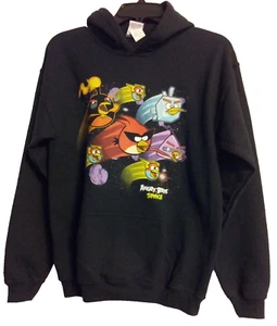 Angry Birds Space Black Hooded Sweatshirt Youth Size L Graphic Front 50/50 NWT - Picture 1 of 9