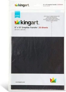 KINGART Graphite Transfer Paper, 9" X 13", 25 Sheets, Waxed Carbon,Iron-On Paper - Picture 1 of 1