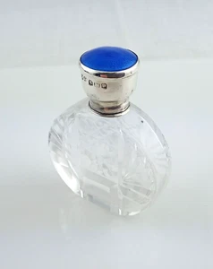 GEORGE V ART DECO PERFUME BOTTLE & STOPPER SILVER & ENAMEL LID HM B'HAM 1930 W&H - Picture 1 of 14