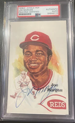 CINCINNATI REDS JOE MORGAN  AUTOGRAPHED PEREZ STEELE POST CARD PSA/DNA SLABBED - Image 1 of 2
