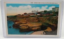 #39.San Diego California CA Postcard Scene Along La Jolla Cliffs Building View 