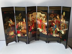 Chinese 6-Panel Table Screen - 12 Beauties of Jinling, "Dream of Red Mansions" - Picture 1 of 24