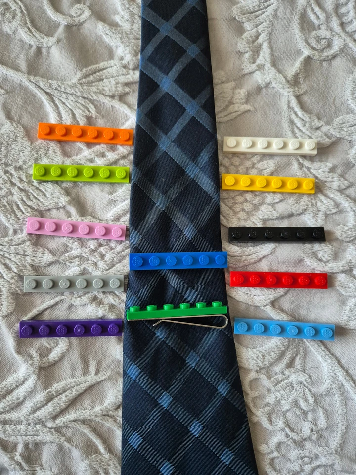 Lego Tie Clip Bar Hand Made Wedding Birthday Silver Plated Gift Present - Image 1 of 1